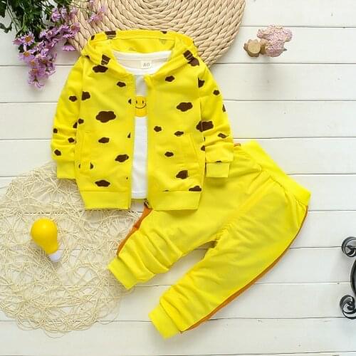 Baby Spring Autumn Clothes Set Kids Girls Cartoon Hoodie +t-shirt+Pants 3Pcs Children Infant Cartoon Cotton Sportswear