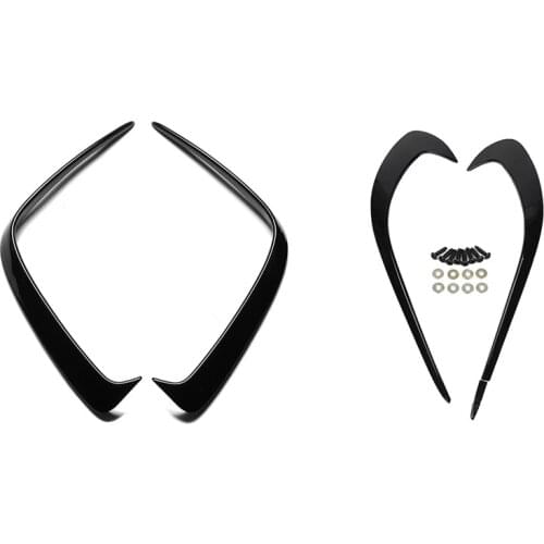 1 Set Bright Black Rear Bar Wind Knife Modified Decorative & 1 Set Front Bumper Side Air Knife Splitter Spoiler