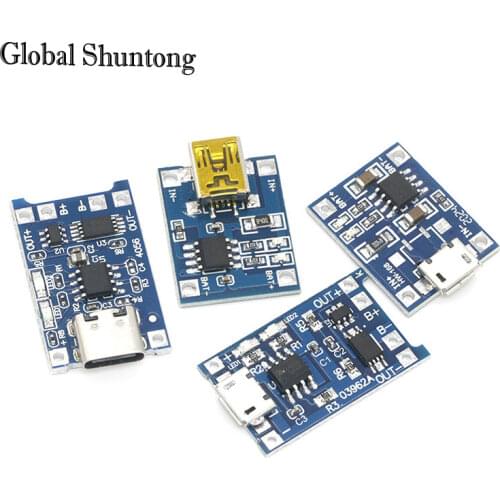 Type-c / Micro USB 5V 1A 18650 TP4056 Lithium Battery Charger Module Charging Board With Protection Dual Functions 1A Li-ion