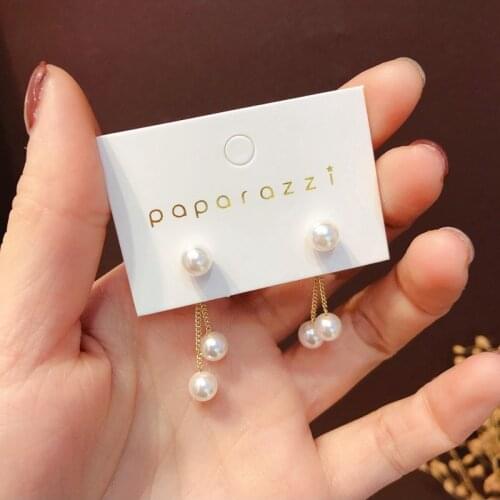 Korean Design Long Drop Earrings Cute Tassel Irregular Circle Teardrop Simulated Pearl Earrings For Women Girl Gift