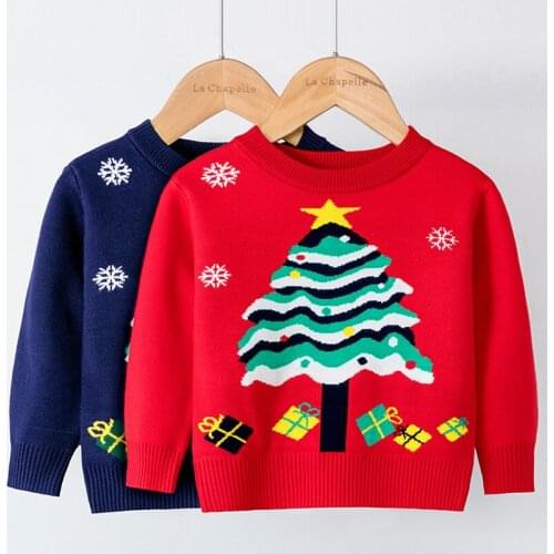 2-7Y Christmas Winter Baby Girls Boys Woolly Jumpers Sweaters Kids Knitting Pullovers Tops Long Sleeve Knitwear Children Clothes