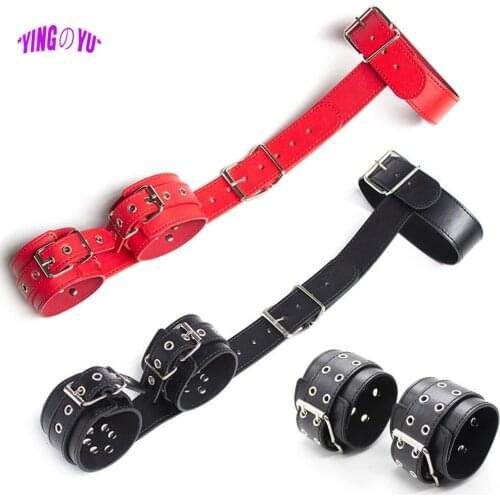 Women Sexy Lingerie Leather Bondage Restraints Slave Neck Collar Handcuffs Ankle Cuff Fetish Bdsm Adult Sex Toys for Couple Game