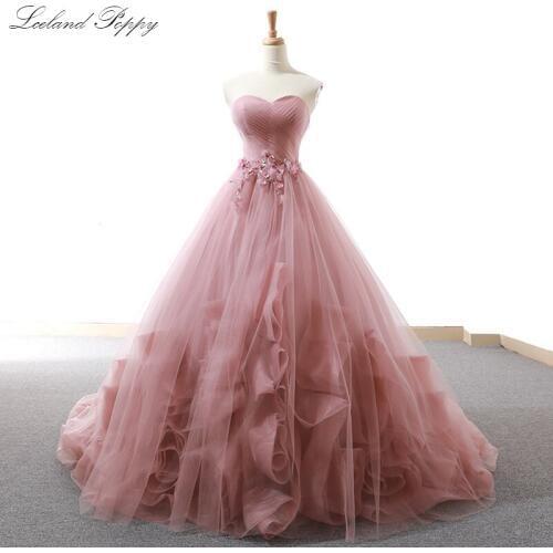 Elegant Strapless A-line Tulle Evening Dresses Sleeveless Tiered Floor Length robe de soiree Pleated Formal Gowns with Flowers