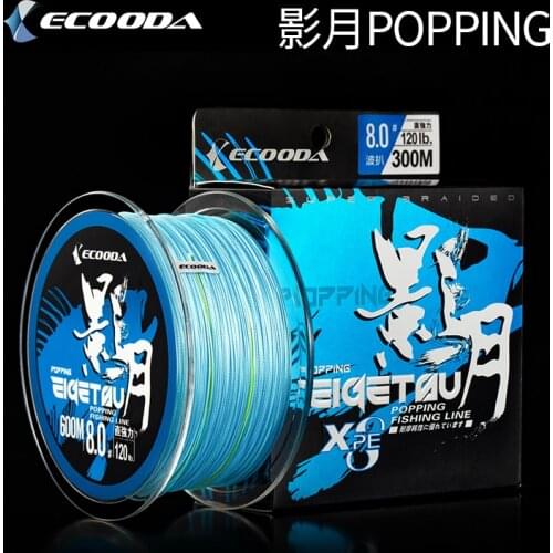 100% Original Ecooda Brand Popping PE braid Line 300/600M PE6/PE8 8 Strands Dyneema Sea Fishing Line