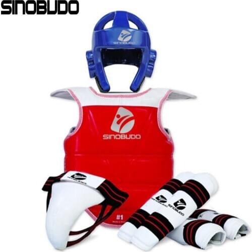 2020 Adults Kids Taekwondo Chest Arm Leg Protector Set WTF Palm Gloves Taekwondo Helmet MMA Body ProtectGuard Sparring Equipment