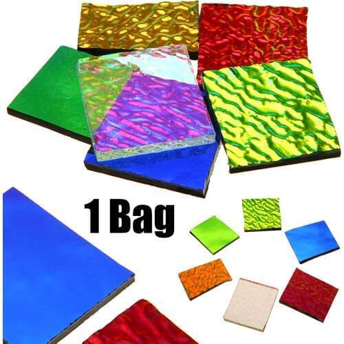 1 Bag COE90 Dichroic Glass Mix Color & Shapes Fusing in Glass Microwave Kiln for DIY Glass Jewelry Craft Making