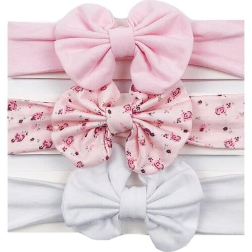 3pcs/set Baby Floral Headband Childrens Cotton Bow Print Headband Baby Elastic Hair Accessories Set for Baby Girls Accessories