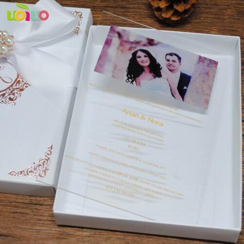 50pcs popular personalize fancy english wedding invitation card europe type lace invitations acrylic card