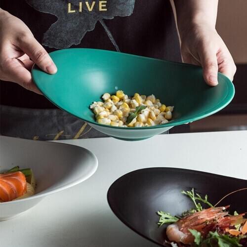 9 Inch Matte Frosted Pigmented Ceramic Salad Bowl Porcelain Tableware 500ML Dessert Sweetmeats Soup Rice CZY1120002