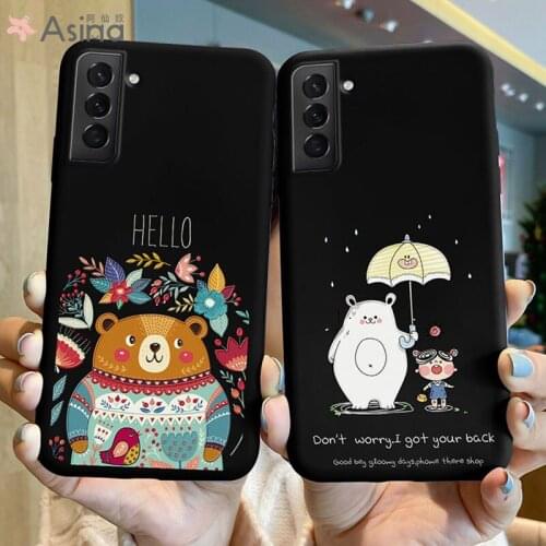 ASINA Cute Couple Case For Samsung Galaxy S21 Ultra S20 S10 S9 Plus Liquid Silicone Cover For Samsung Note 9 10 20 Bear Fundas