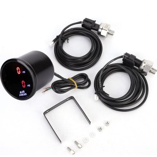 2in 52mm Car PSI Air Pressure Gauge LED Dual Digital Display Air Ride Gauge Sensor Kit