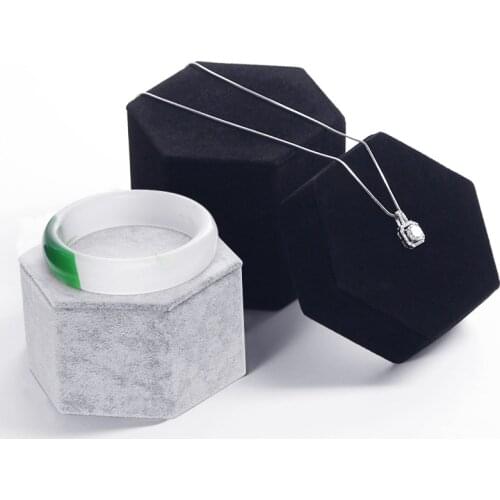 Velvet Hexagonal Jewelry Display Support Necklace Pendant Ring Bracelet Decoration Jewelry Prop Storage Window Display