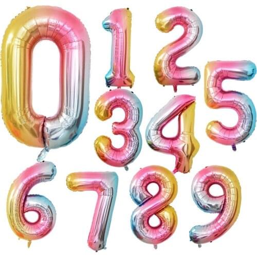 40inch Number Balloons Rainbow 0-9 Digital Foil Balloon Birthday Wedding Party Anniversary Globos Decoration Baby Shower Supplie