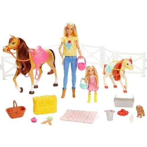 Barbie and Chelsea Great Pony Horses Play Set with 15 Accessories
