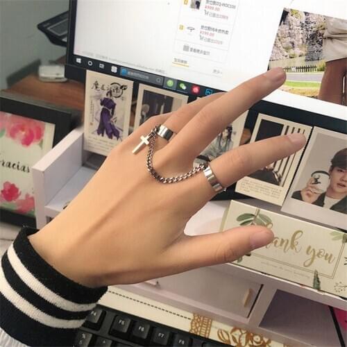 Hip Hop/rock Irregular Women Men Cross Chain ring Finger Ring Ring ring ring Geometry Valentines Day Gift