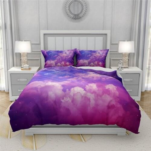 Pink Purple Colorful Cloud Duvet Cover Set For Girls Single Star Sky Space 3D Bed Sets Queen Bed Covers Bedspread Bedding Custom
