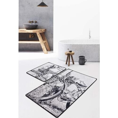 Hand Draw Bathroom Area Rugs Bath Mat Set 2 pcs/set Flannel Anti Slip Shower Carpets Home Toilet Lid Cover Shower Room Rug