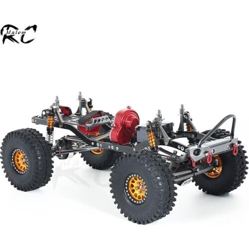 Metal 1/10 RC Crawler Chassis 312mm Wheelbase Frame Kit with Front Bumper and 1.9 Beadlock Wheels Tires for SCX10 Off Road Truck