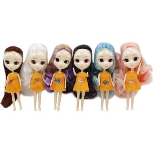 Mini Blyth Doll No Bangs 12CM Many Kinds of hari with Random Dress DIY Fashion Toys