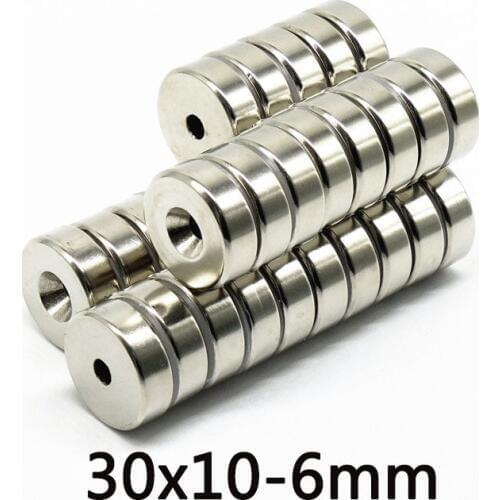 1~50pcs 30x10-6 N35 Powerful Magnets 30*10 mm Hole 6mm Permanent Round Countersunk Neodymium Magnetic Magnet 30X10-6mm 30*10-6mm