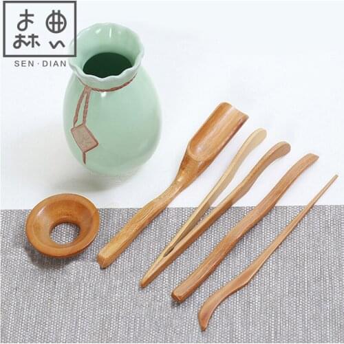 SENDIAN Six-piece Tea Set Ru Kiln Ceramic Barrel Bamboo Tea Set Accessories 2021 New Hot Office Company Household Tea Supplies