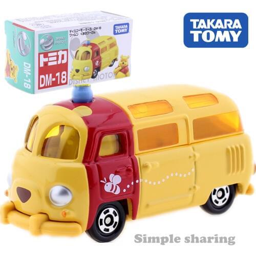 Takara Tomy Tomica DM18 Disney Motors Car Anime Figure Winnie Van Model Kit Diecast Miniature Kids Toys Magic Puppets