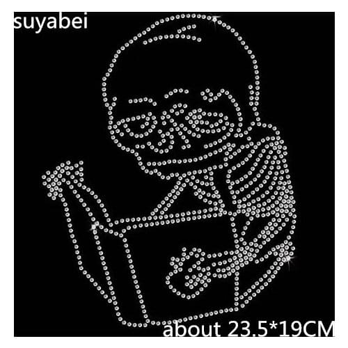 2pc/lot Skull design stones hot fix rhinestones sticker iron on crystal transfers design hot fix applique patches for shirt
