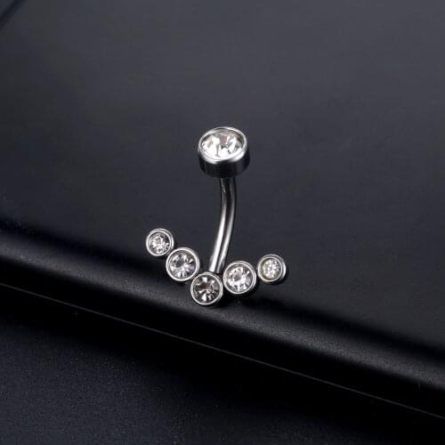 New 1PC Sexy Navel Piercing Belly Button Rings Bar Crystal Zircon Dangling Ombligo Party Stud Barbell for Woman Body Jewelry