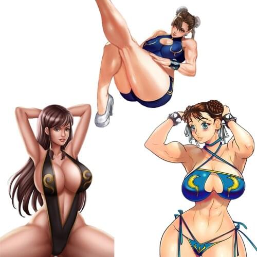Three Ratels CDM372 Chun-Li Animation game girl Personalized Creative Scratch Stickers And Decal For Occlusion Decor