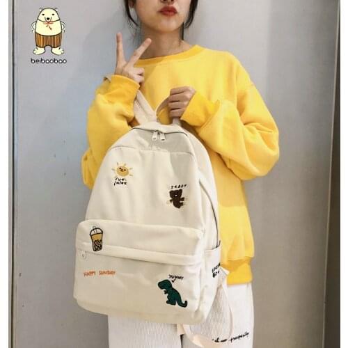 Female Cute Embroidery Backpack Women Harajuku School Bag Teenage Book Ladies Backpack Kawaii College Student Girl Bags Fashion