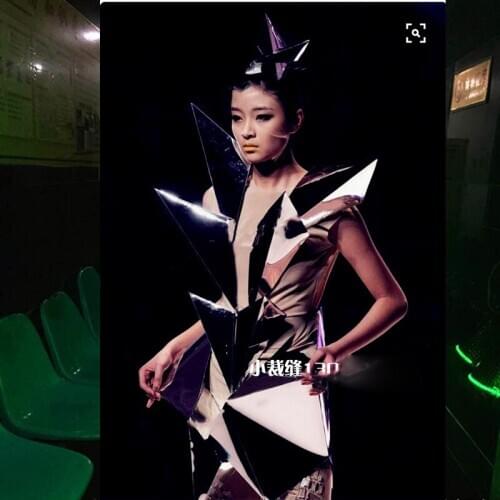 Silver fantasy futuristic performance clothing Bar DJ performance ds party model catwalk stage costume