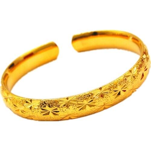 Charm Dubai 24K Gold Bracelet & Bangles Open Bangles for Women 2019 Fashion Weddings Simple Girl Gifts Valentines Day Jewelry