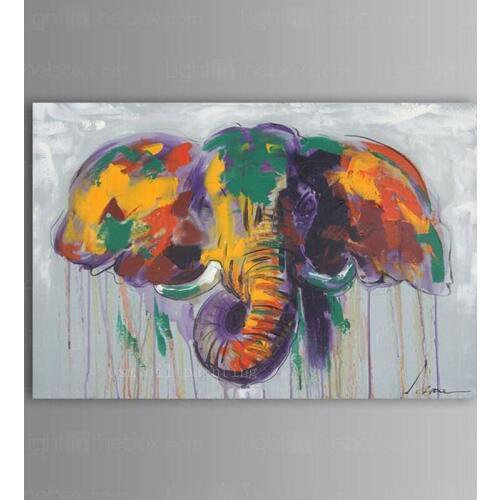 Top Artist Handmade Oil Painting Modern Abstract Animal Home Decor Hand Painted Wall Art Colorful Elephant Oil Picture On Canvas