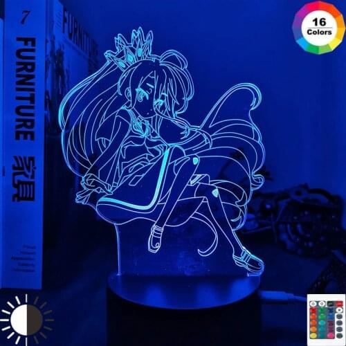 Anime No Game No Life Shiro Led Night Light for Bedroom Decor Birthday Gift Night Lamp No Game No Life Shiro Light Gadget