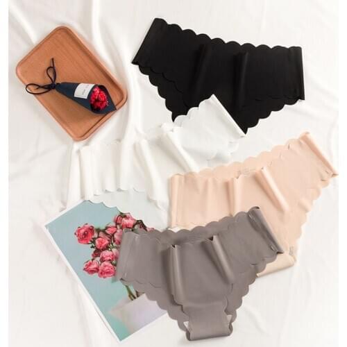 Wasteheart Women Fashion Skin White Cotton Mid Waist Seamless Panties Underwear Lingerie Women Briefs Underpants M L