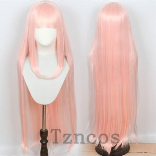 Tzncos Light Pink Long 02 Cosplay Wig Zero Two Wigs 100cm 450g Heat Resistant Synthetic Hair