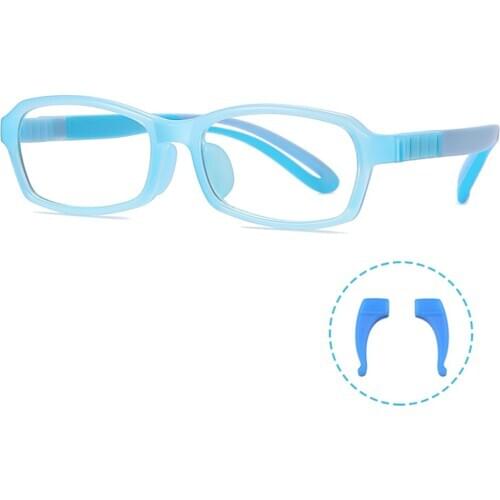 Veshion Blue Red Square Glasses Light Blue Kids Silicone Boy Children Eyeglasses Tr90 Gifts for Girls Clear Lens Ultralight
