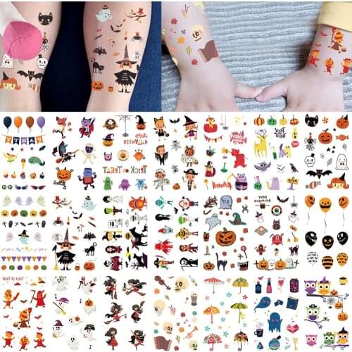 Waterproof Transfer Body Art Tatoo For Hallowmas Halloween Women Pumpkin Temporary Tattoo Stickers for Boys and Girls #288905