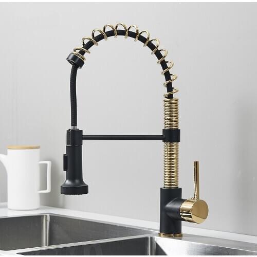 Pull out Kitchen faucet Gold and Black kitchen sink Mixer tap Chrome kitchen faucet vanity water tap Rotating faucet sink faucet