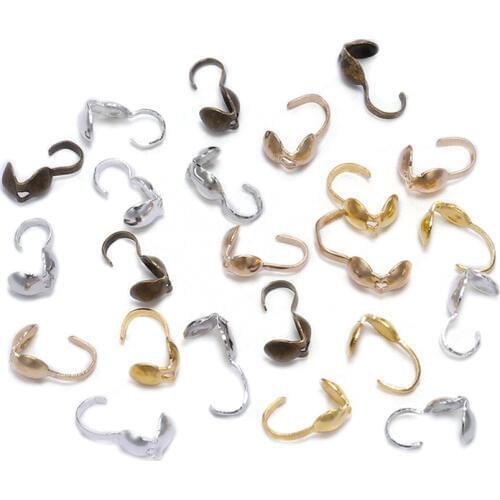 200pcs 4mm Calottes Crimps Beads Cove Clasps Hook Cord End Caps String Ball Chain Connectors For DIY Jewelry Making Findings