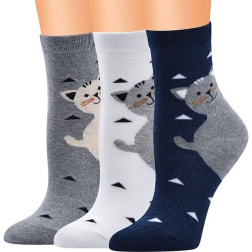 Women Men Socks Autumn Cartoon Womens Ptinted Cats Autumn Calcetine In Tube Casual Taste Cotton Korean
