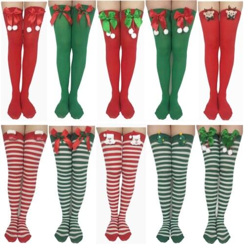 Woman socks Christmas bow long tube over the knee high tube socks Halloween Japanese style cute personality party socks