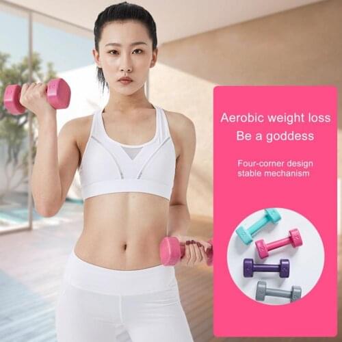 1 Pair 1.8KG Square Shaped Dumbbell Smooth Surface Woman Fitness Hand Weight Training Dumbbell for Yoga