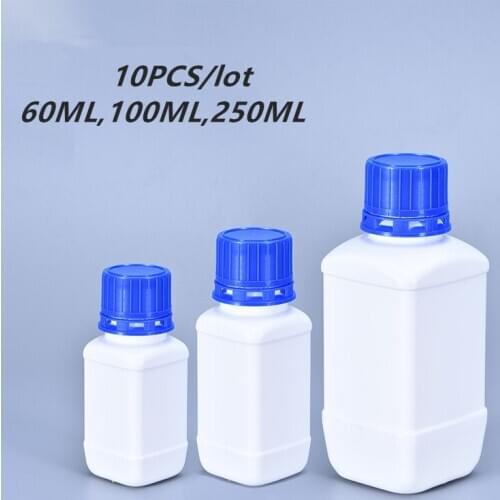 60ML/100ML/250ML Empty Liquid container Leakproof HDPE Laboratory reagent bottles BPA Free 10PCS/lot