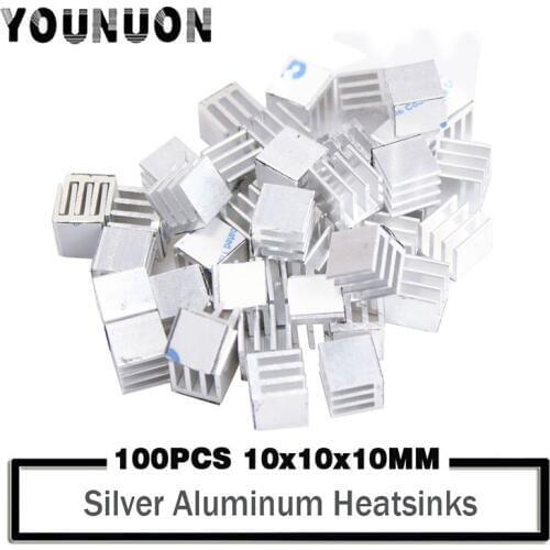100 Pieces YOUNUON Silver 10mm x 10mm x 10mm Aluminum Heatsink ForElectronic IC Chipset Chip Radiator