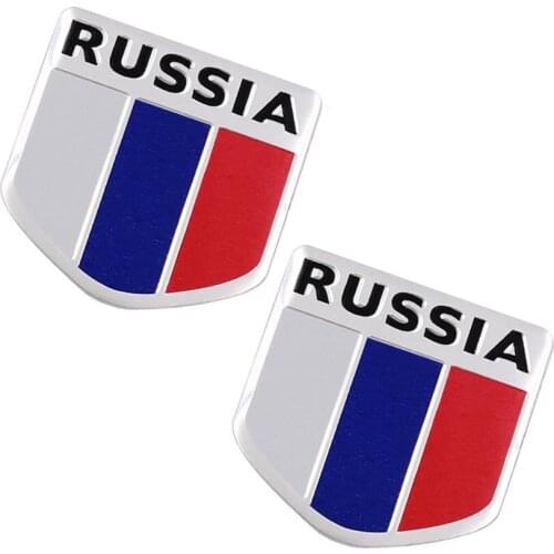2pcs Aluminum RUSSIA Flag Emblem Fender Trunk Sticker Decal For LADA Granta Largus Kalina Niva Priora Datsun on-DO mi-DO redi-GO