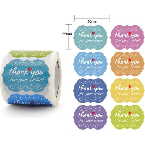 250Pcs/Roll Foil Thank You for Your Order Gift Seal Labels Stickers Stationery Baking Party Decoration Sticker