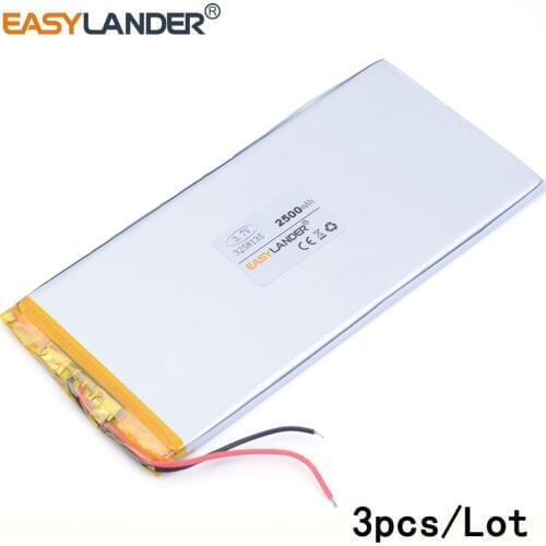 3pcs /Lot 2500mAh 3258135 lithium Li ion polymer rechargeable battery For phone GPS PSP PAD MID DVD Power bank Speaker