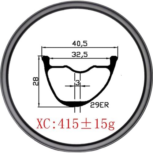 415g 29er MTB XC 40mm x 28mm Hookless Asymmetric carbon rims inner wide 32mm UD 3K 12K matte glossy cross country mountain bike