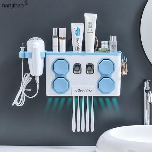 Automatic Toothpaste Dispenser Holder Storage Wall Suction Toothbrush Holder Bathroom Accessories Toothpaste Compression Rack